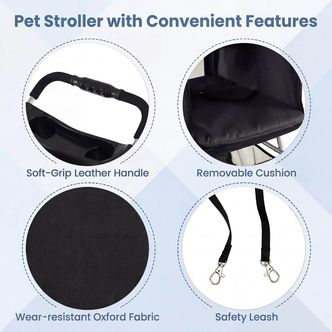 Giantex 3 Wheel Foldable Dog Stroller for Small Dogs Cats