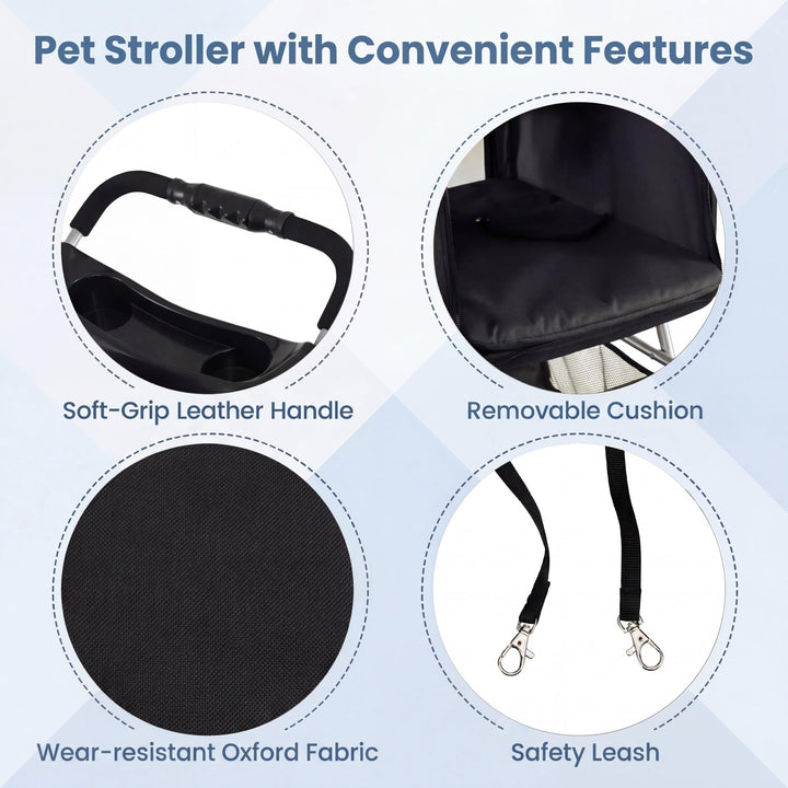 Giantex 3 Wheel Foldable Dog Stroller for Small Dogs Cats