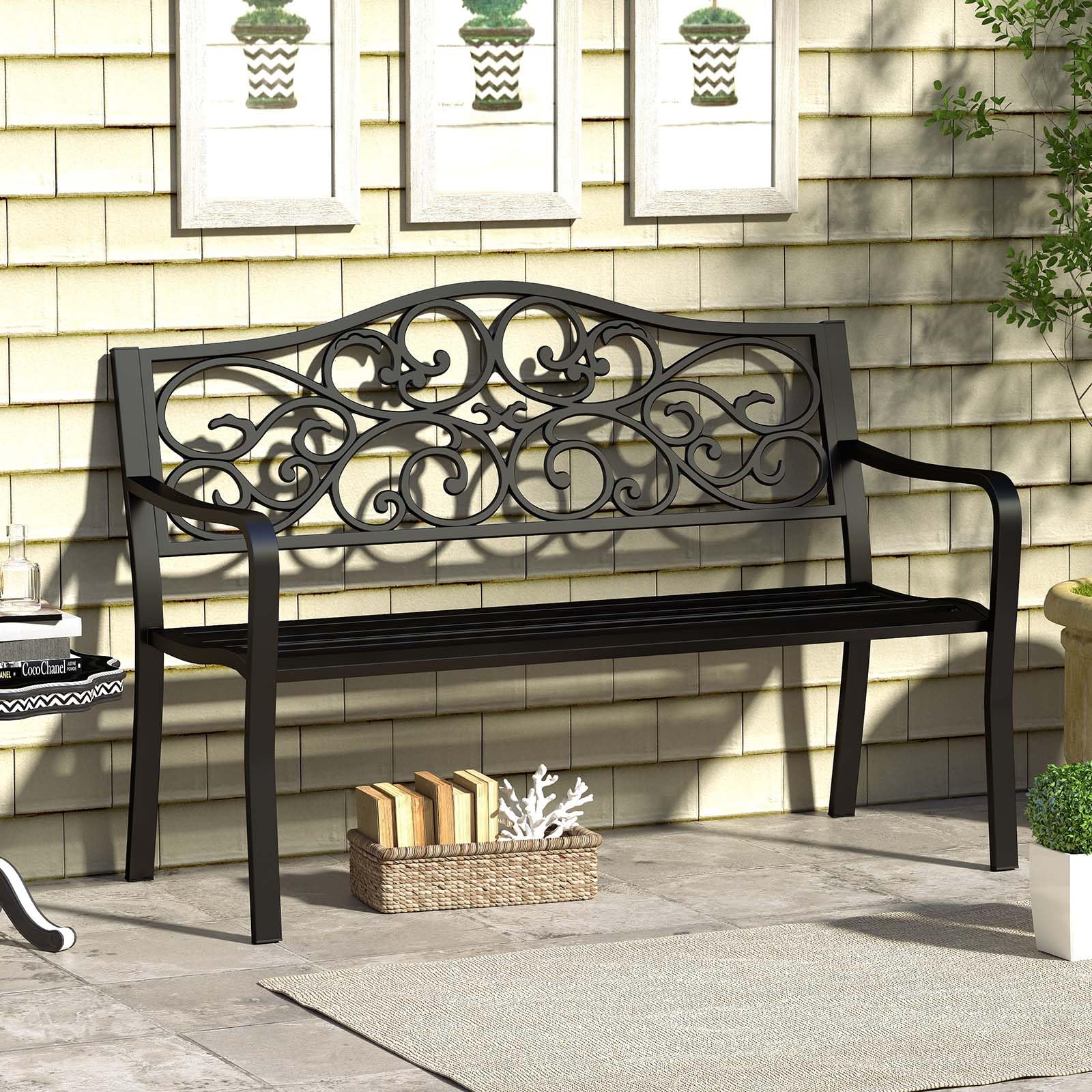 Giantex Outdoor Bench with Floral Pattern