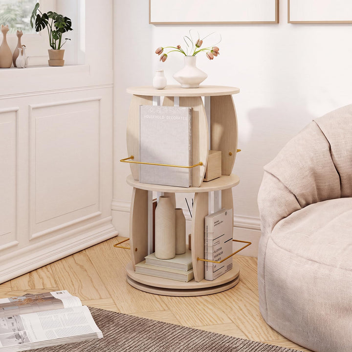 GIANTEX 2-Tier Rotating Bookshelf Tower for Small Space