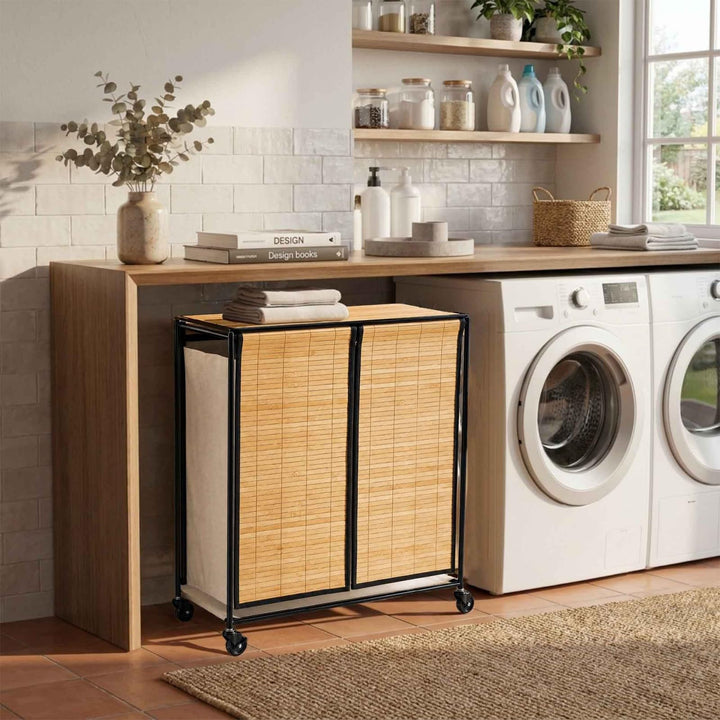 Giantex 2-Section Laundry Hamper with Lid for Bathroom