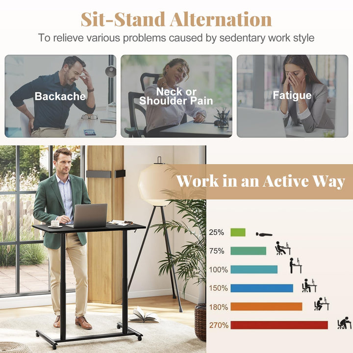 Giantex Mobile Standing Desk Height Adjustable Computer Desk with Wheels & Aluminum Frame
