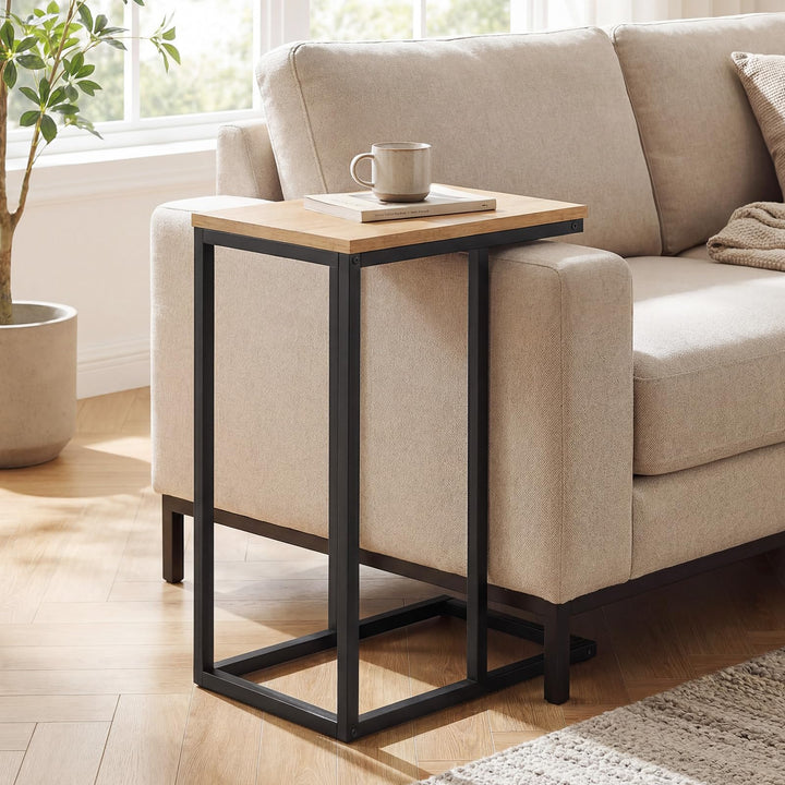 Giantex Small Sofa Couch Side Table That Slide Under with Metal Frame &amp; Spacious Tabletop