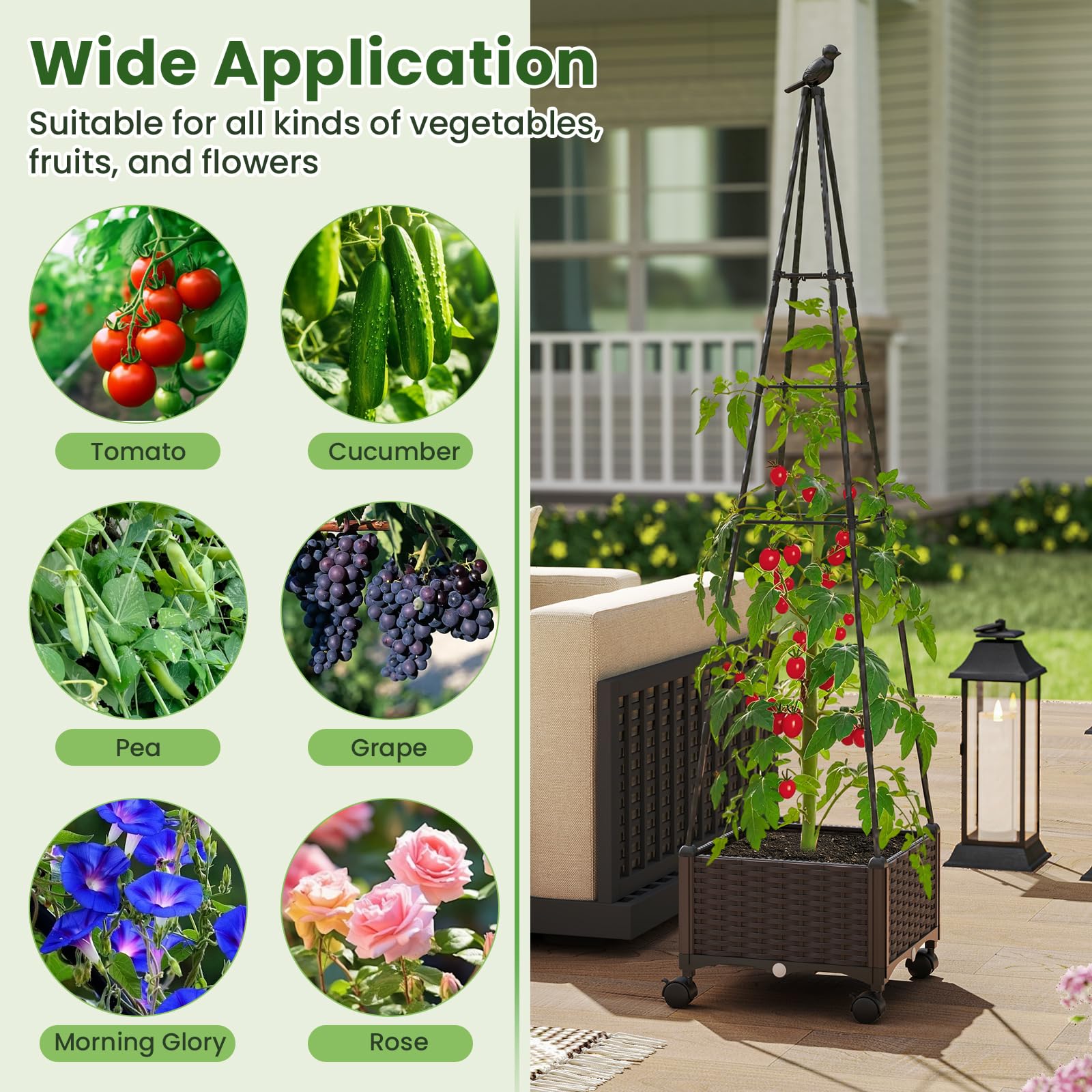 Giantex Raised Garden Bed with Wheels & Tomato Cage