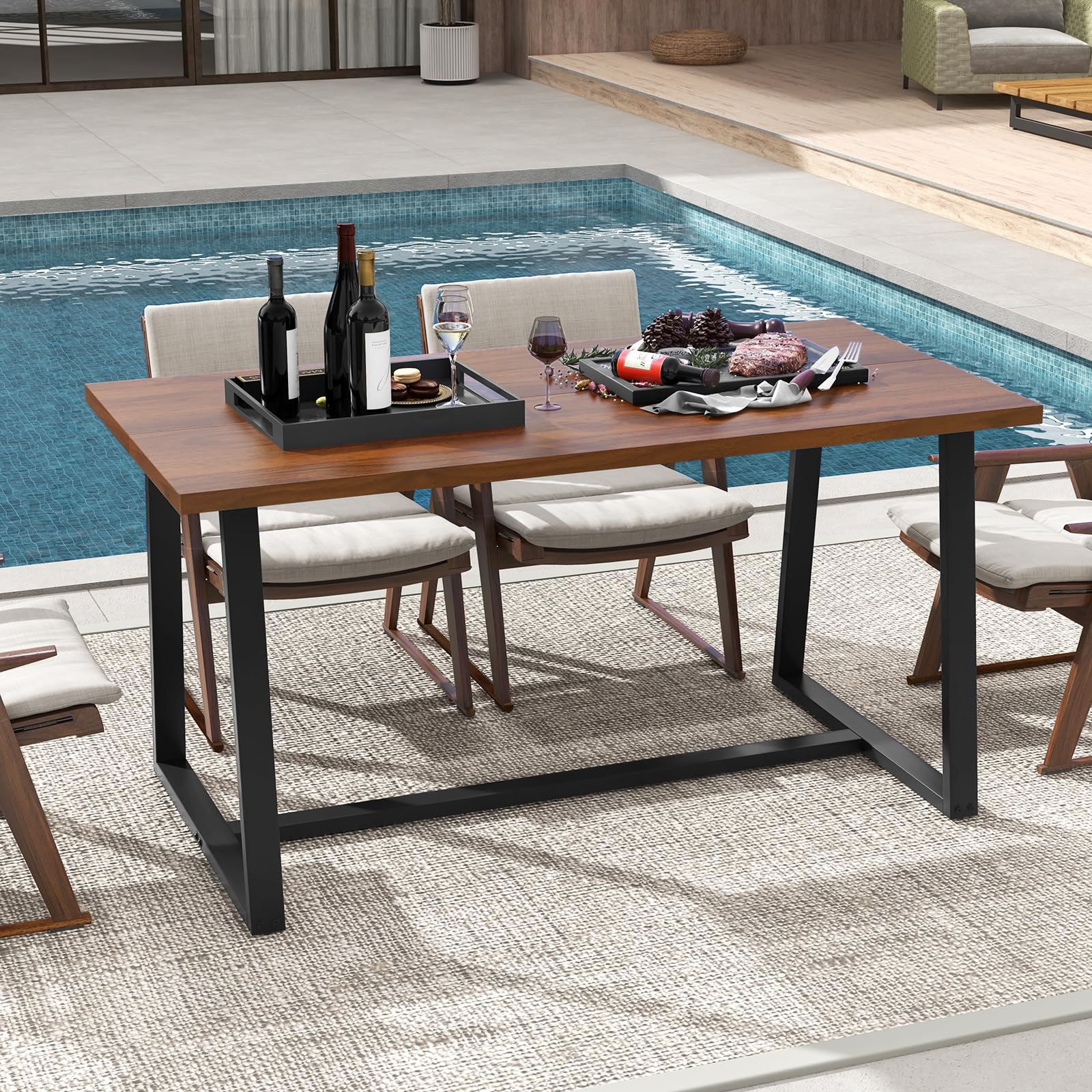 Giantex 63" Large Dining Table for 4-6