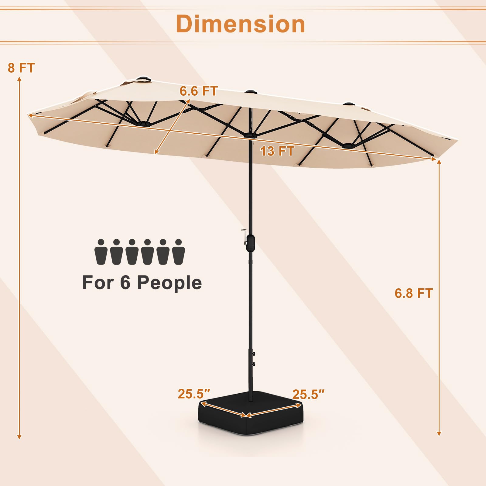 Giantex 13ft Large Patio Umbrella with Base