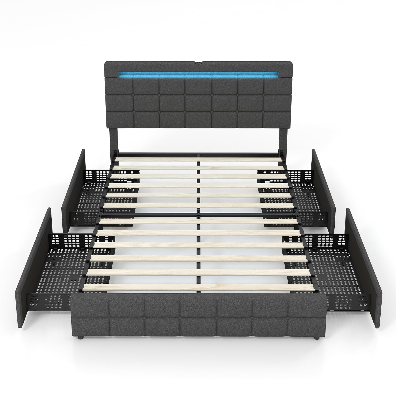 Giantex Bed Frame with LED Lights and 4 Drawers
