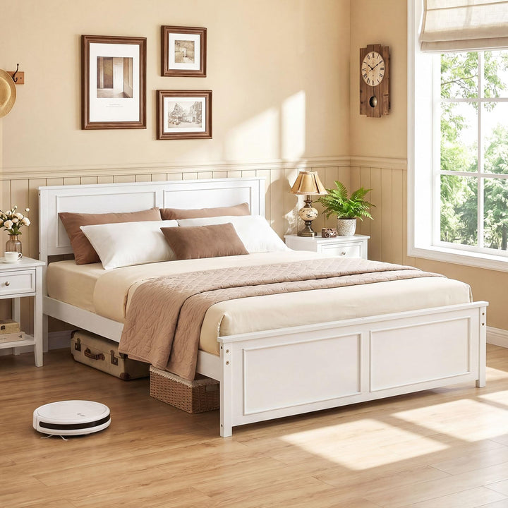 Giantex Wood Queen/Full/Twin Size Farmhouse Solid Platform Bed