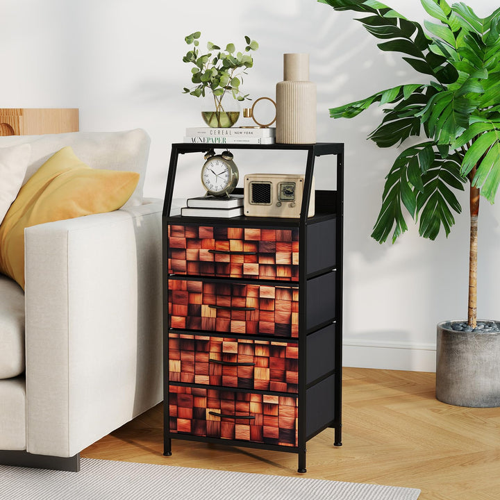 GIANTEX Industrial Nightstand | Tall Dresser with Sturdy Metal Frame (1/2)