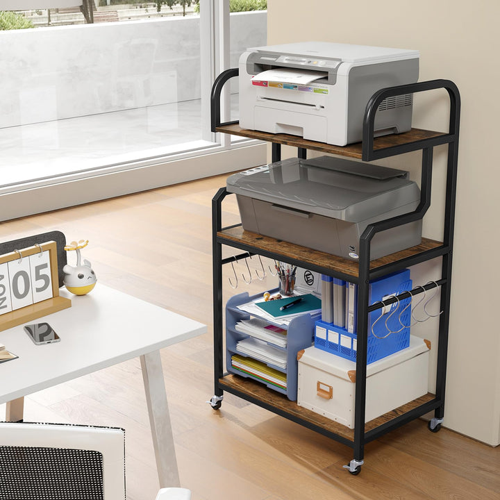 Giantex 3-Tier Rolling Printer Stand with Storage Shelves