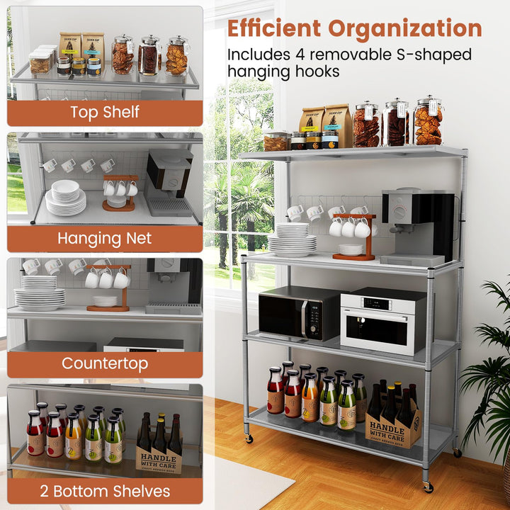 Giantex 4-Tier Microwave Stand, Microwave Cart with Adjustable Shelves