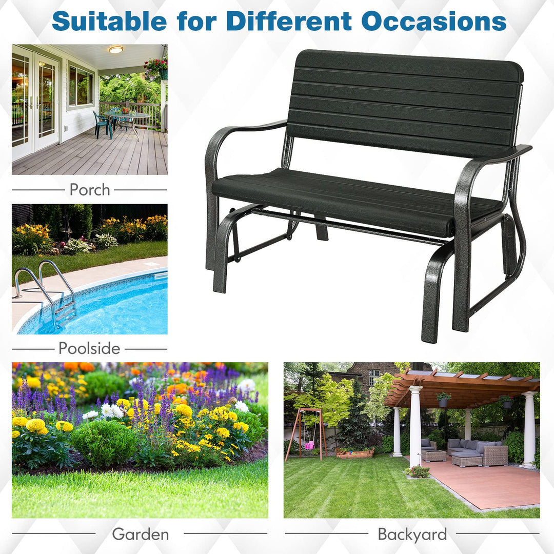 Swing Glider Chair Patio Steel Porch Chair Loveseat Bench for 2 Person