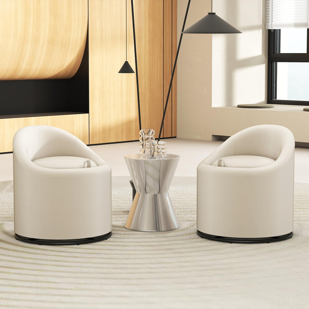 Giantex Swivel Accent Chair with Storage, 360° Upholstered Vanity Chair with Backrest