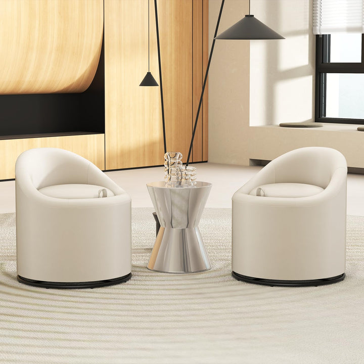 Giantex Swivel Accent Chair with Storage, 360° Upholstered Vanity Chair with Backrest