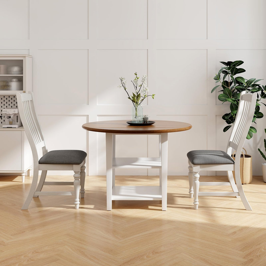 Giantex Wood Dining Chairs Set of 2, Farmhouse Kitchen Chairs with Solid Wood Frame, Max Load 355 Lbs
