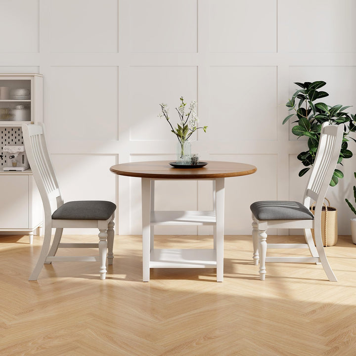 Giantex Wood Dining Chairs Set of 2, Farmhouse Kitchen Chairs with Solid Wood Frame, Max Load 355 Lbs