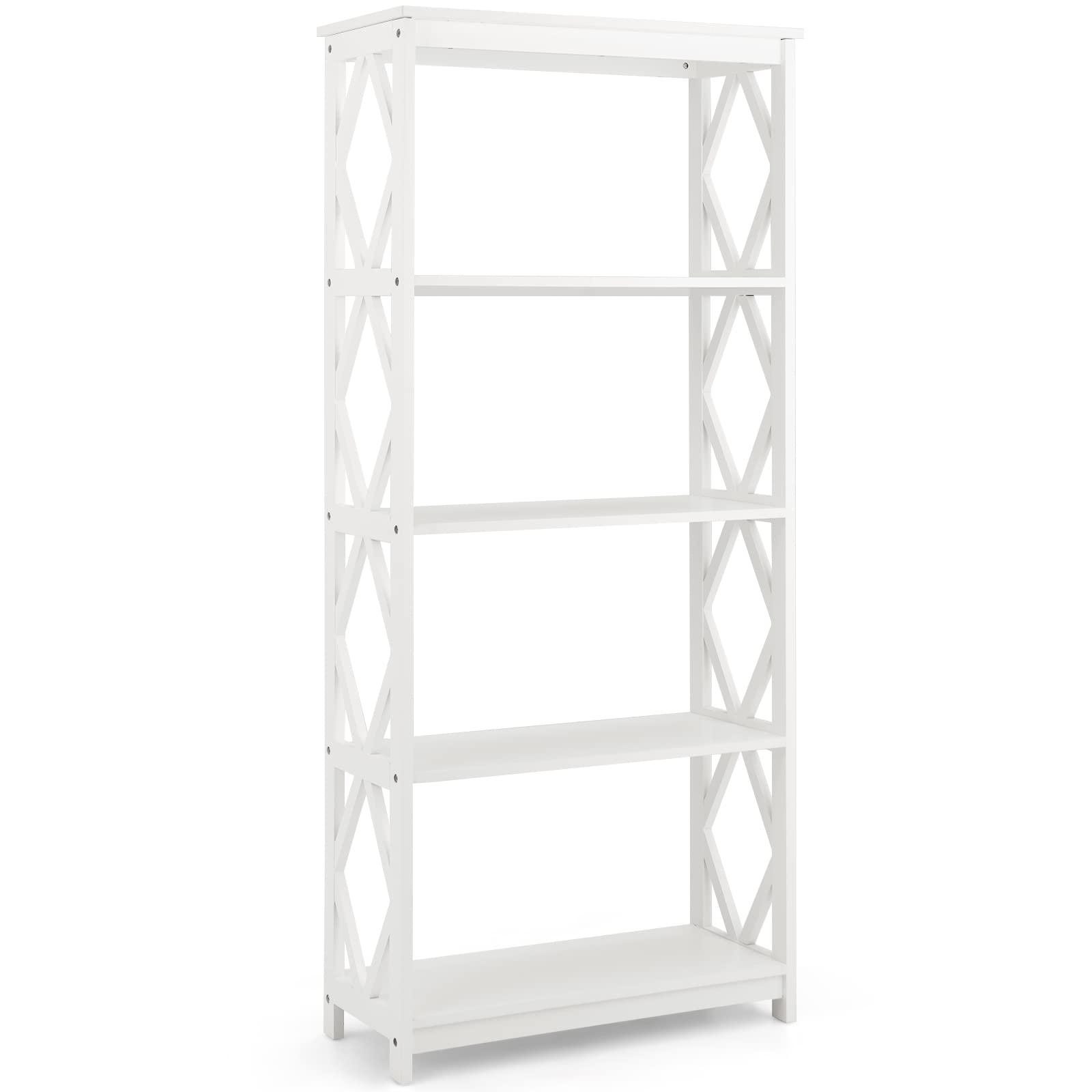 Giantex 5-Tier 61" Tall Wooden Bookshelf - Modern Freestanding Open Shelving Storage Display Shelf