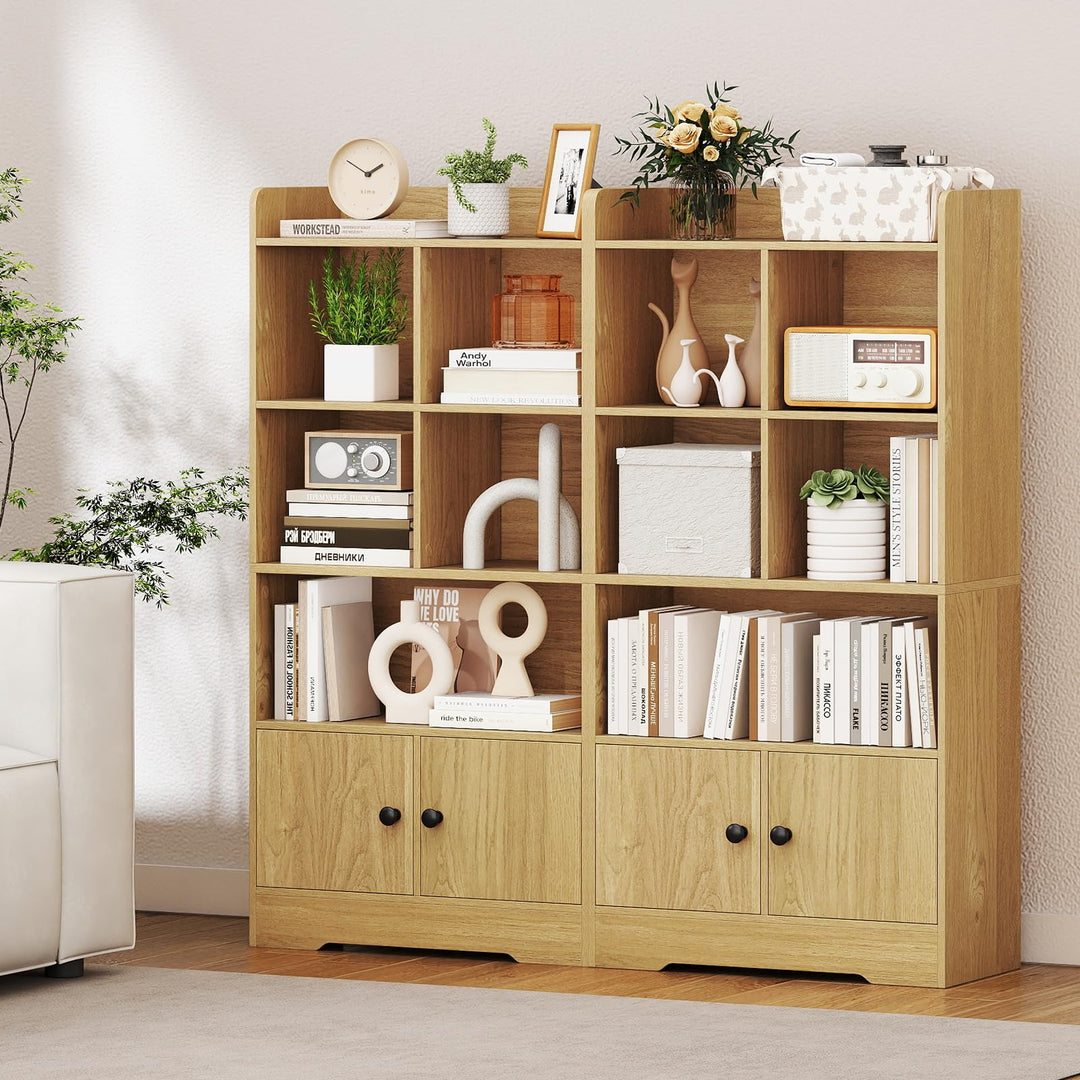 Giantex 4 Tier Bookcase with Doors for Living Room