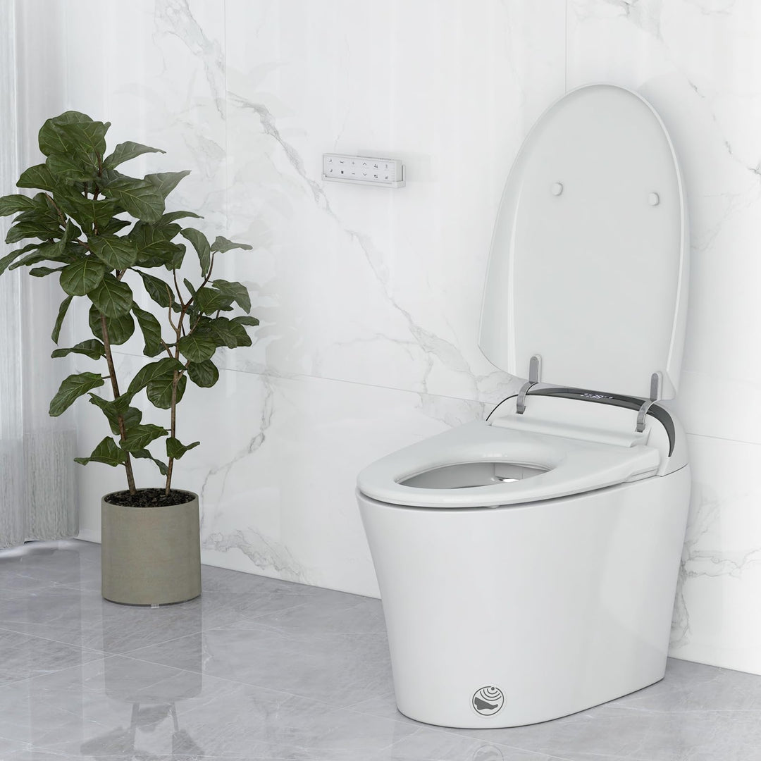 Giantex Smart Toilet, Bidet Toilet Seat Elongated with 1.28 GPF Dual Auto Flush
