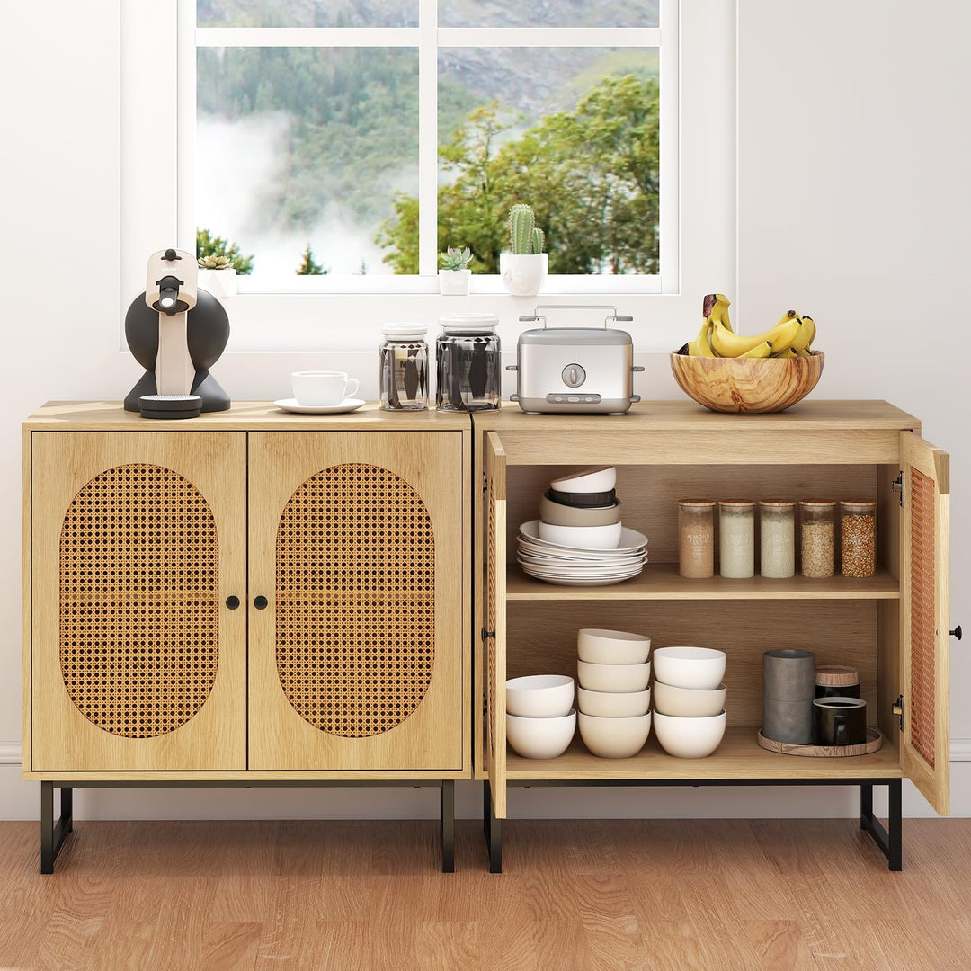 Giantex Small PE Rattan Buffet Cabinet with 2-Door Boho Sideboard