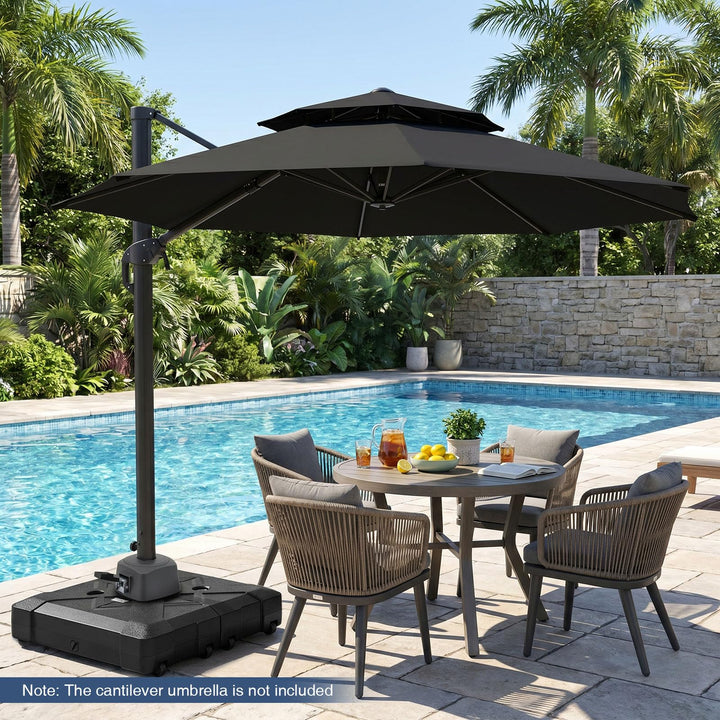 Giantex Rolling Cantilever Umbrella Base | 348 lbs Fillable Offset Patio Umbrella Holder