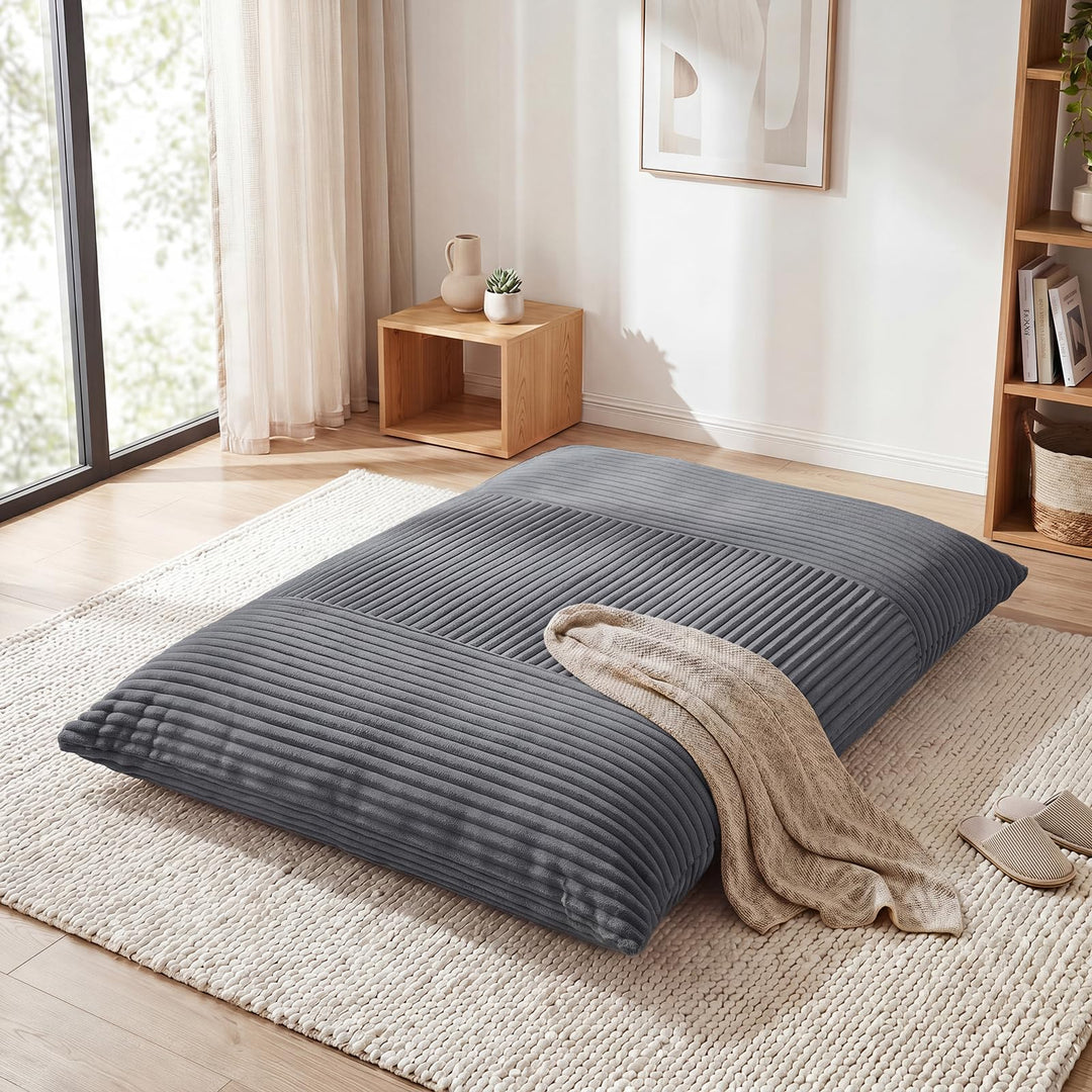Giantex 3-in-1 Bean Bag Chair with Soft Crushed Sponge &amp; Comfy Corduroy Fabric