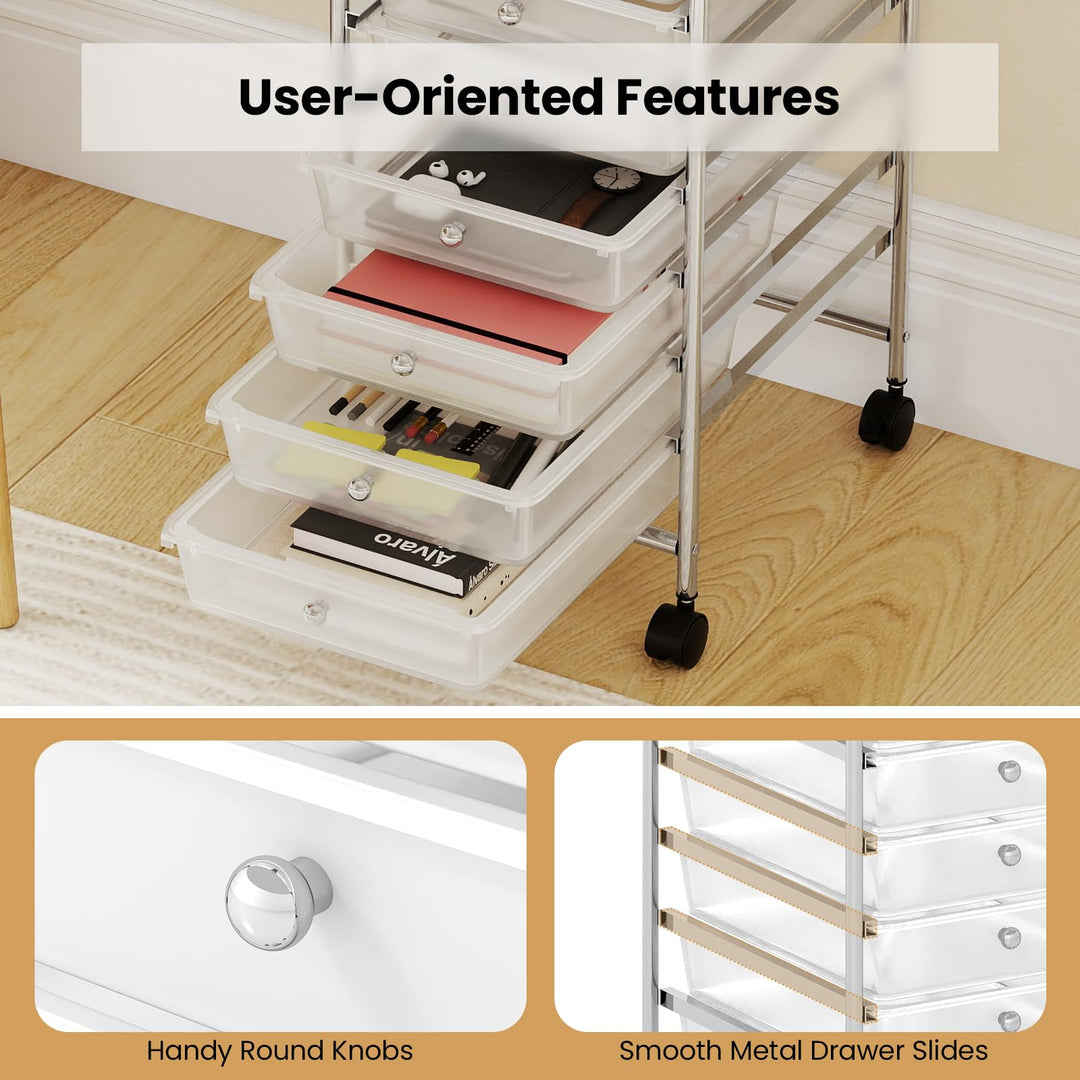 Giantex 10-Drawer Rolling Storage Cart with Metal Frame and Lockable Universal Wheels