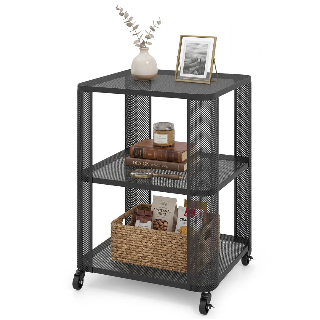 Giantex 3-Tier End Table | Rolling Side Table w/Open Storage Shelves (1/2)