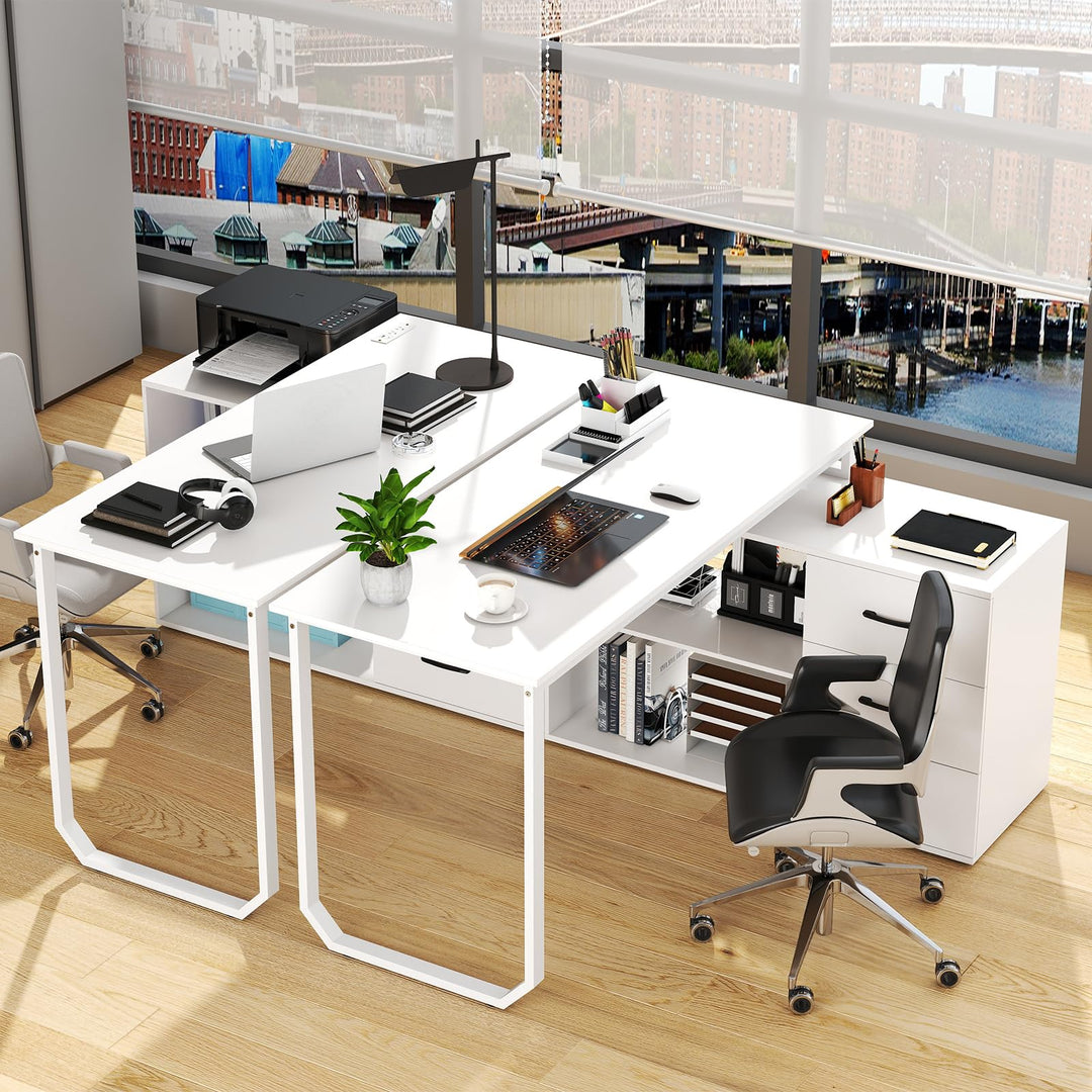 Giantex 55 Inch L-Shaped Desk with Charging Station