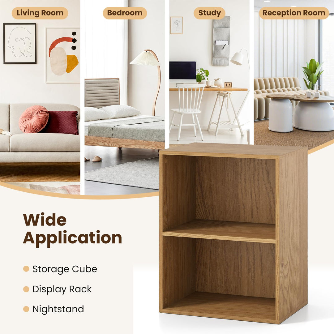 Giantex 2-Cube Bookshelf | 2-Layer Storage Shelf Bookcase w/Large-Capacity Open Storage Space