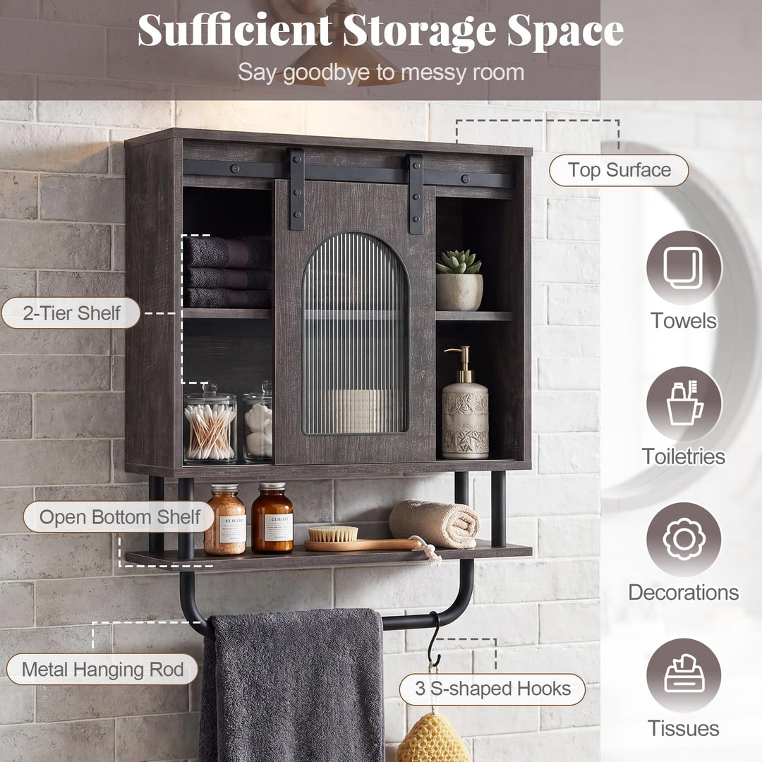 Giantex Bathroom Wall Cabinet with Sliding Barn Door