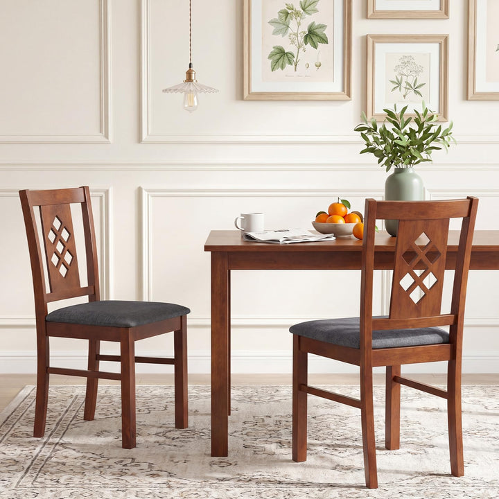 Giantex Wooden Upholstered Kitchen Chair with Elegant Diamond Back (2/4)
