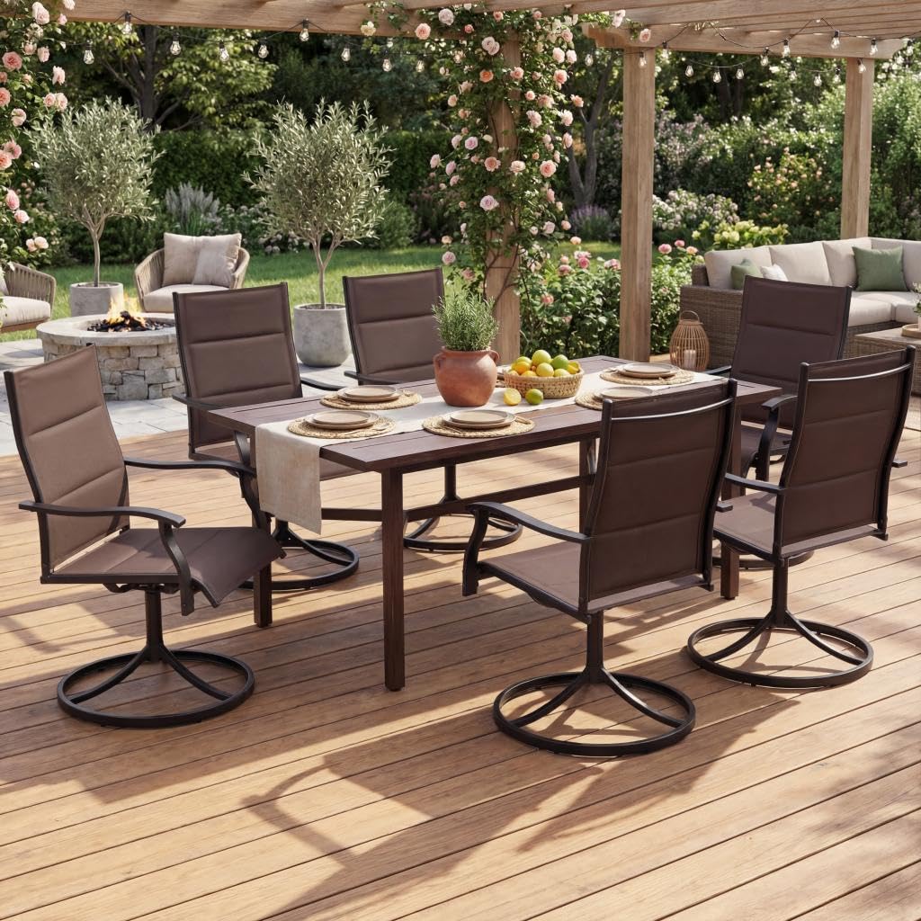 Giantex Outdoor Dining Chairs w/Padded Seat &amp; High Back