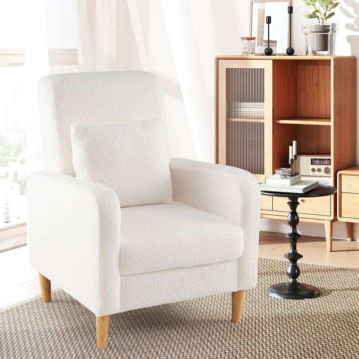Giantex Modern Accent Chair with Lumbar Pillow Teddy Fleece Cover