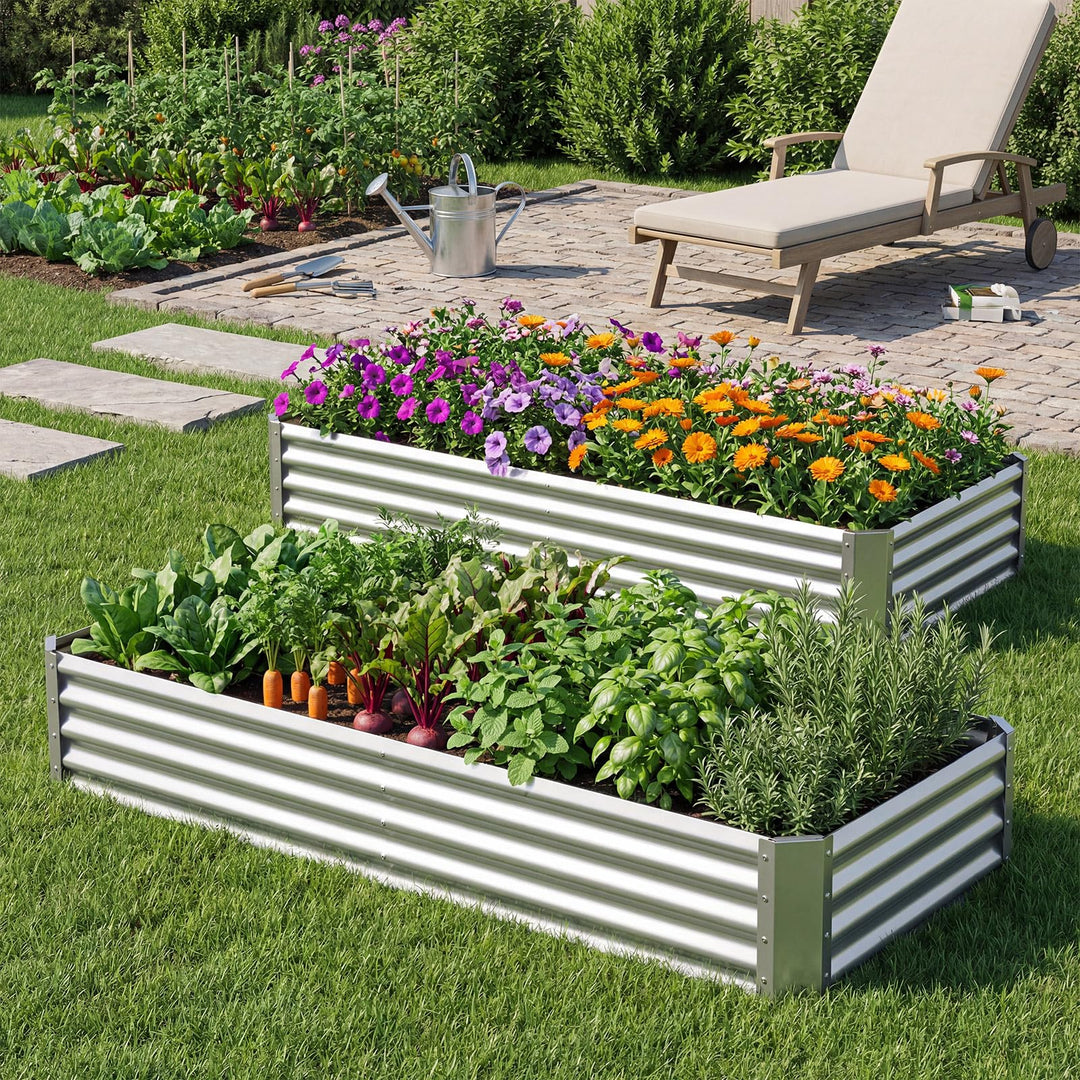Giantex 6 x 3 x 1 FT Galvanized Rectangular Metal Raised Garden Bed (1/2)