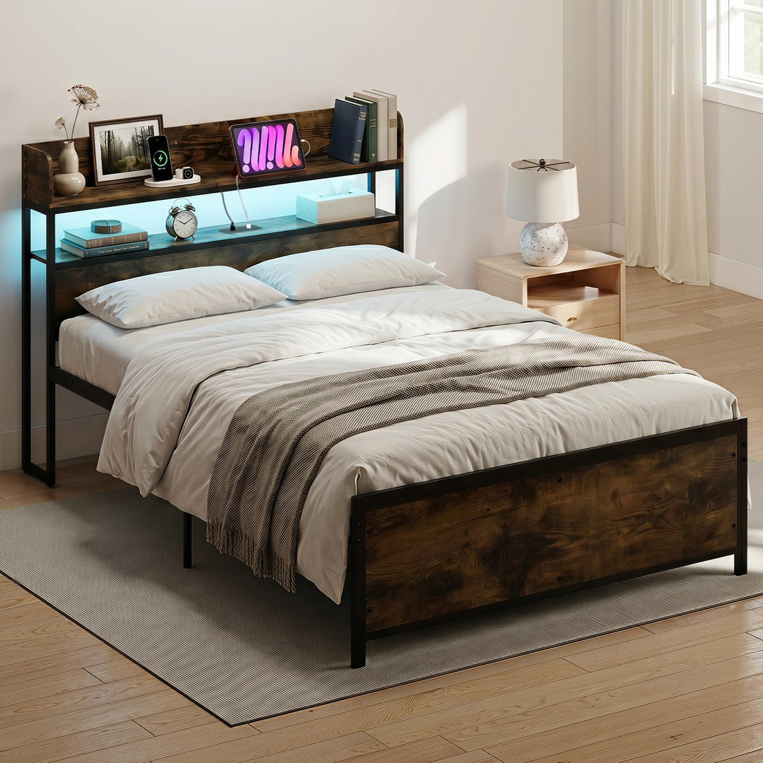 Giantex Queen Size Bed Frame with Storage Headboard