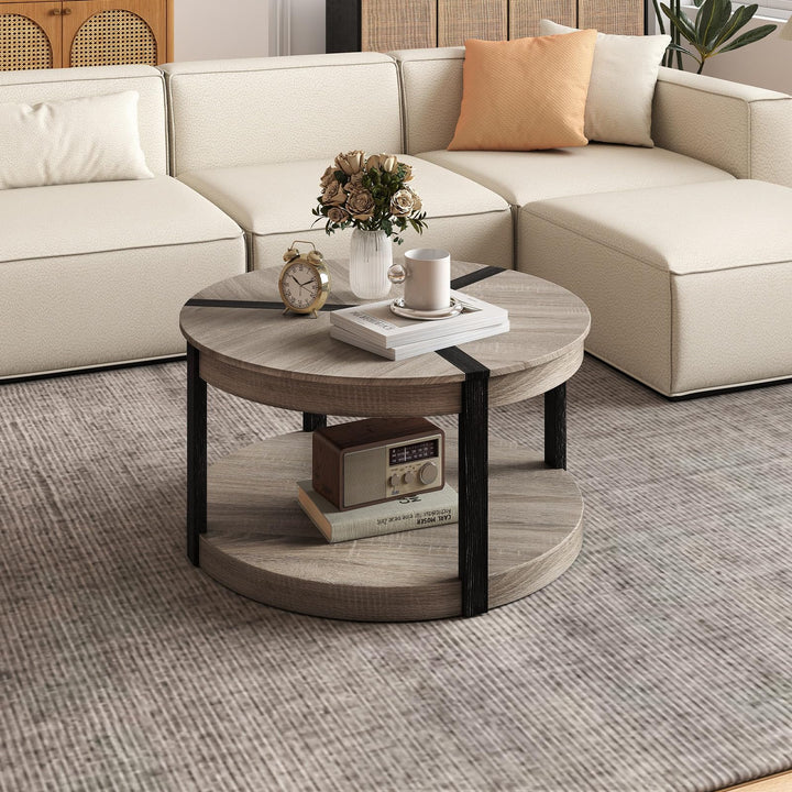 Giantex 2 Tier Round Coffee for Living Room Reception Room