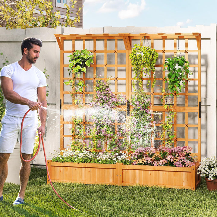 Giantex Large Raised Garden Bed with Trellis and Roof
