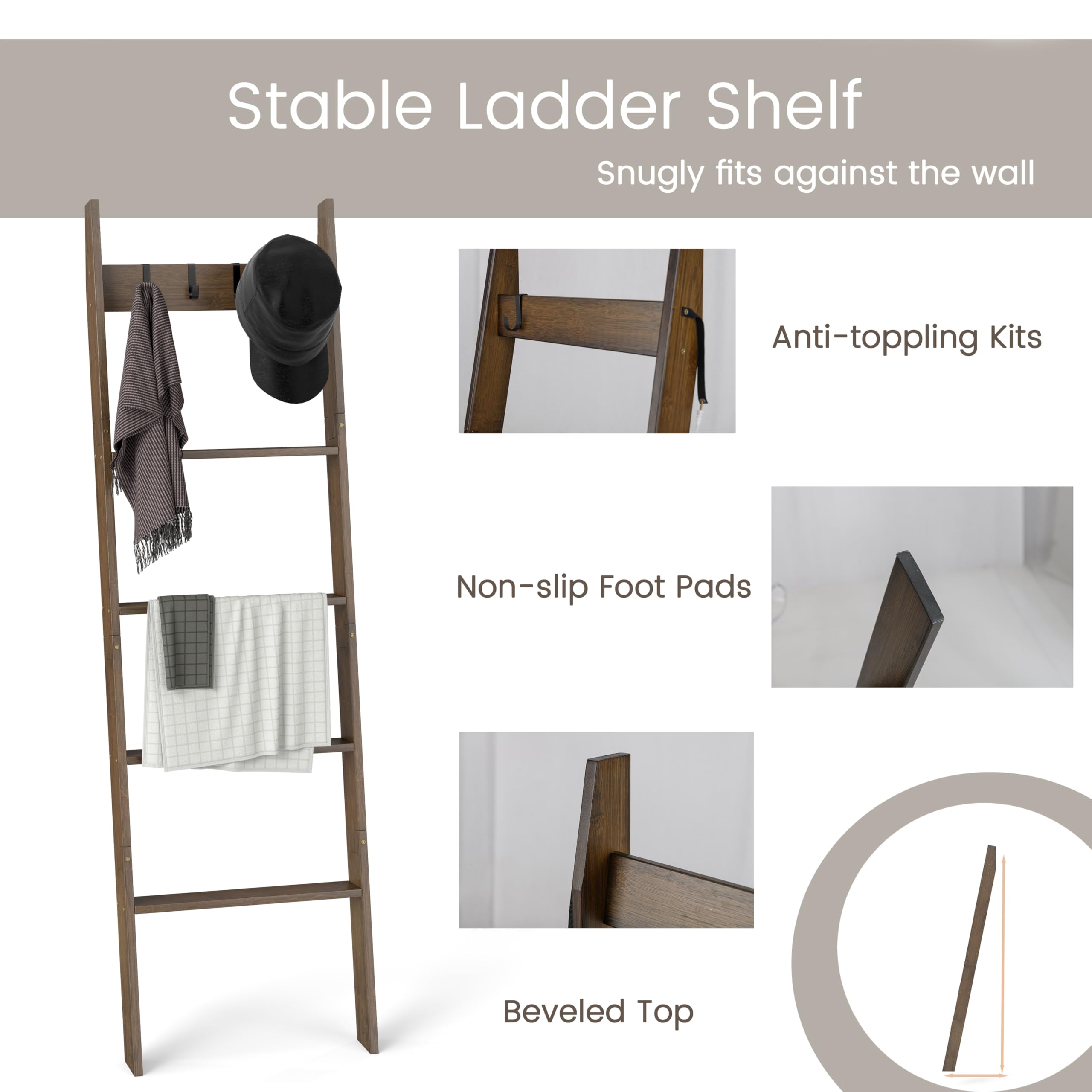 Giantex Bamboo Blanket Ladder