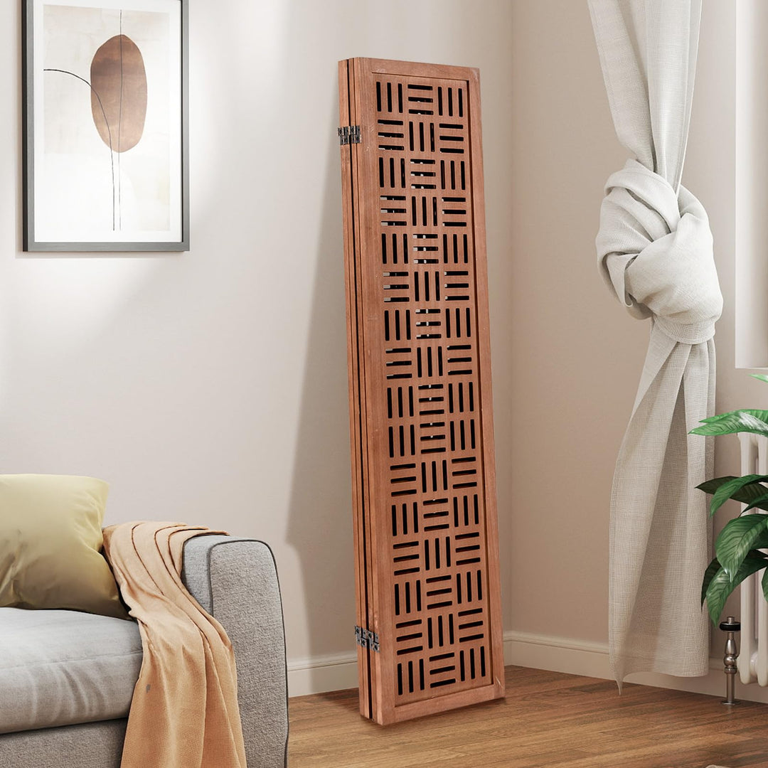 Giantex 4 Panels Room Divider - Folding Room Dividers with Carved Cutout Pattern & Solid Wood Frame