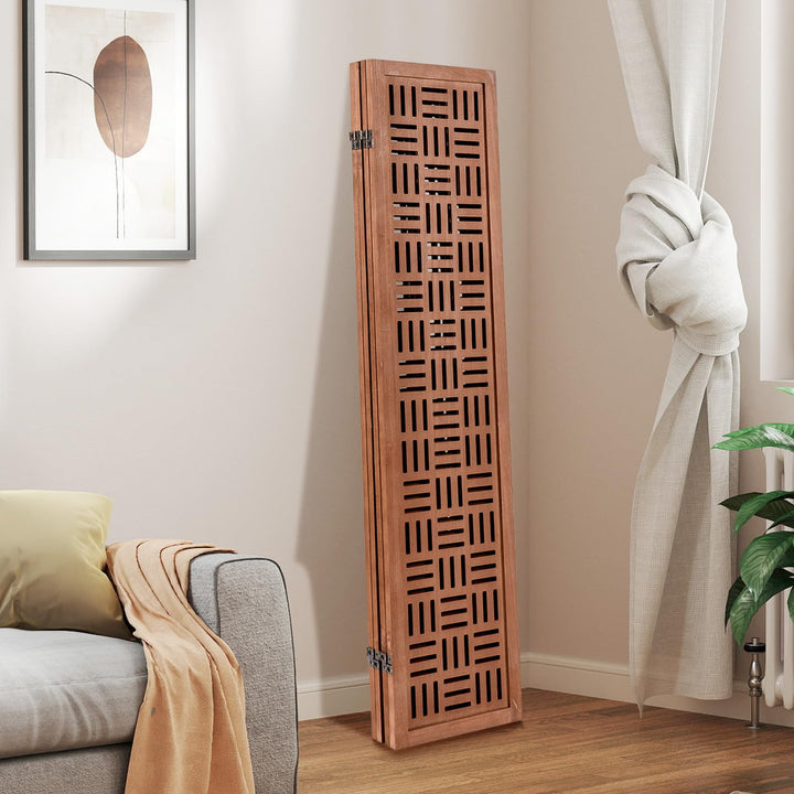 Giantex 4 Panels Room Divider - Folding Room Dividers with Carved Cutout Pattern & Solid Wood Frame