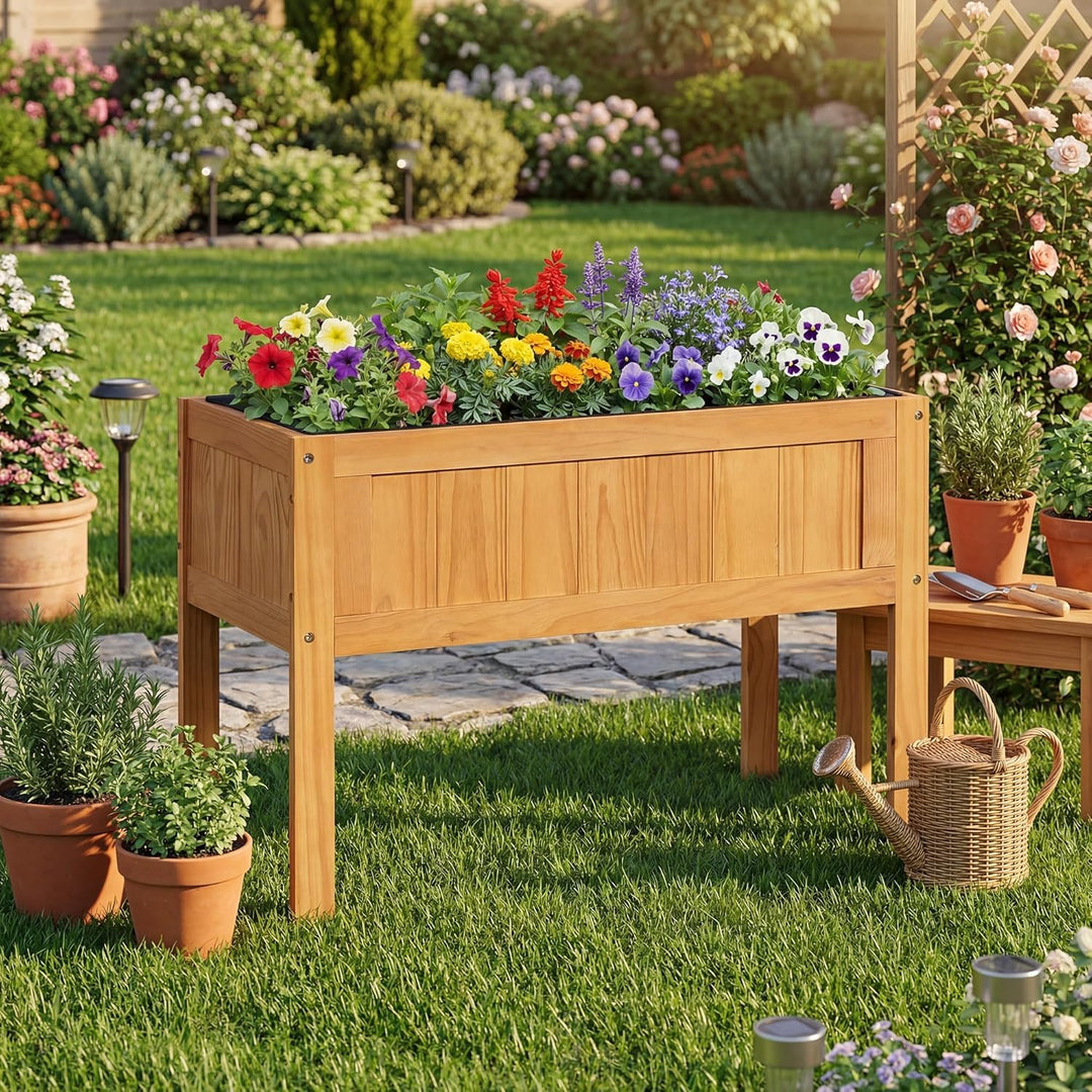 Giantex Solid Wooden Raised Garden Bed w/Legs (35”Lx 16”Wx24”H)
