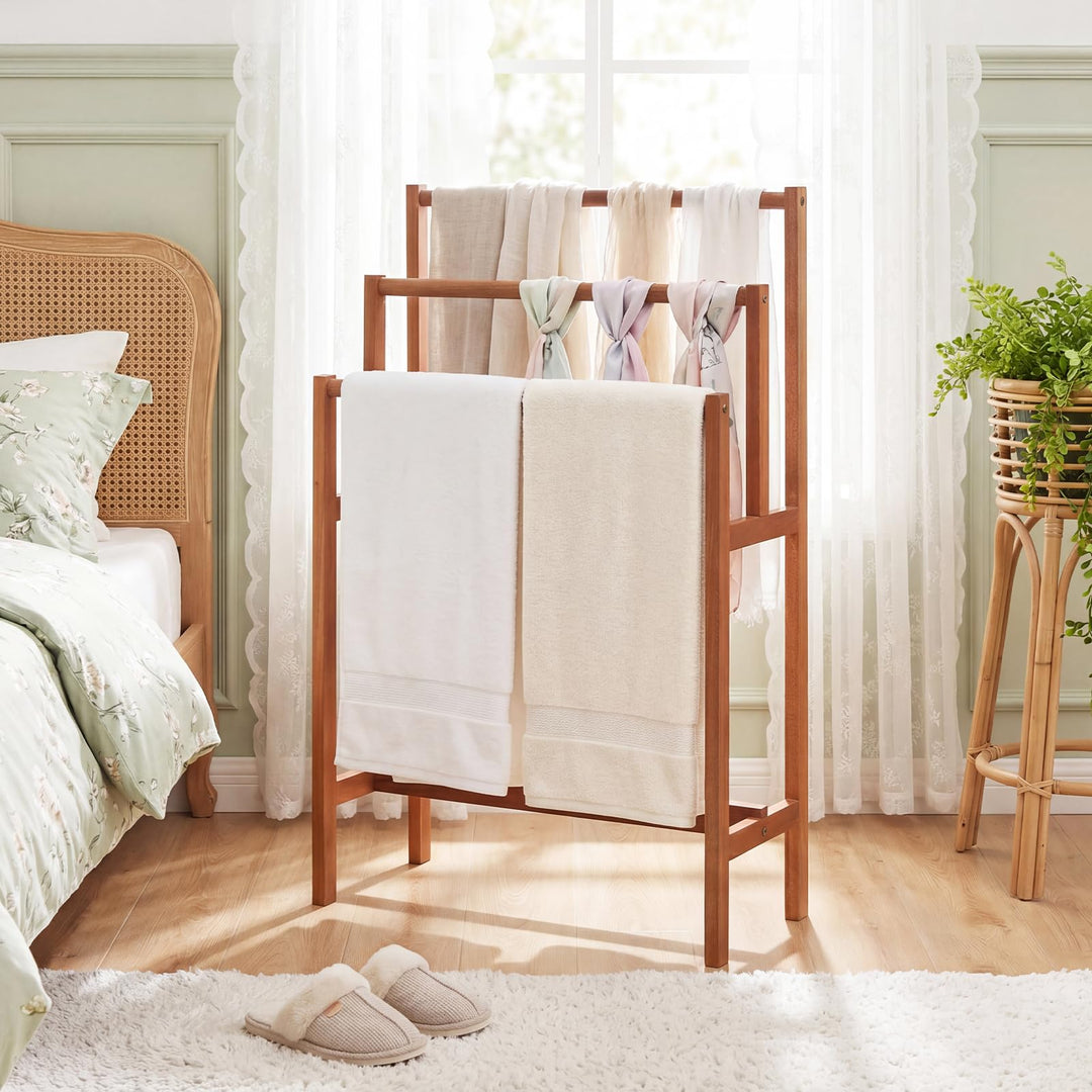Giantex 3-Tier Freestanding Wooden Towel Rack Stand