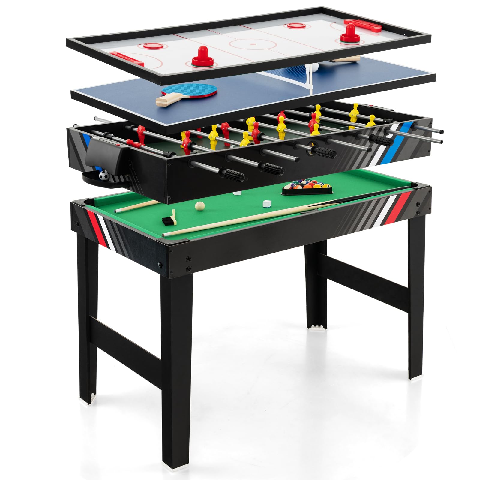 Giantex 4-in-1 Multi Game Table, 49 Inch Combination Game Tables with Adult Size Foosball Table