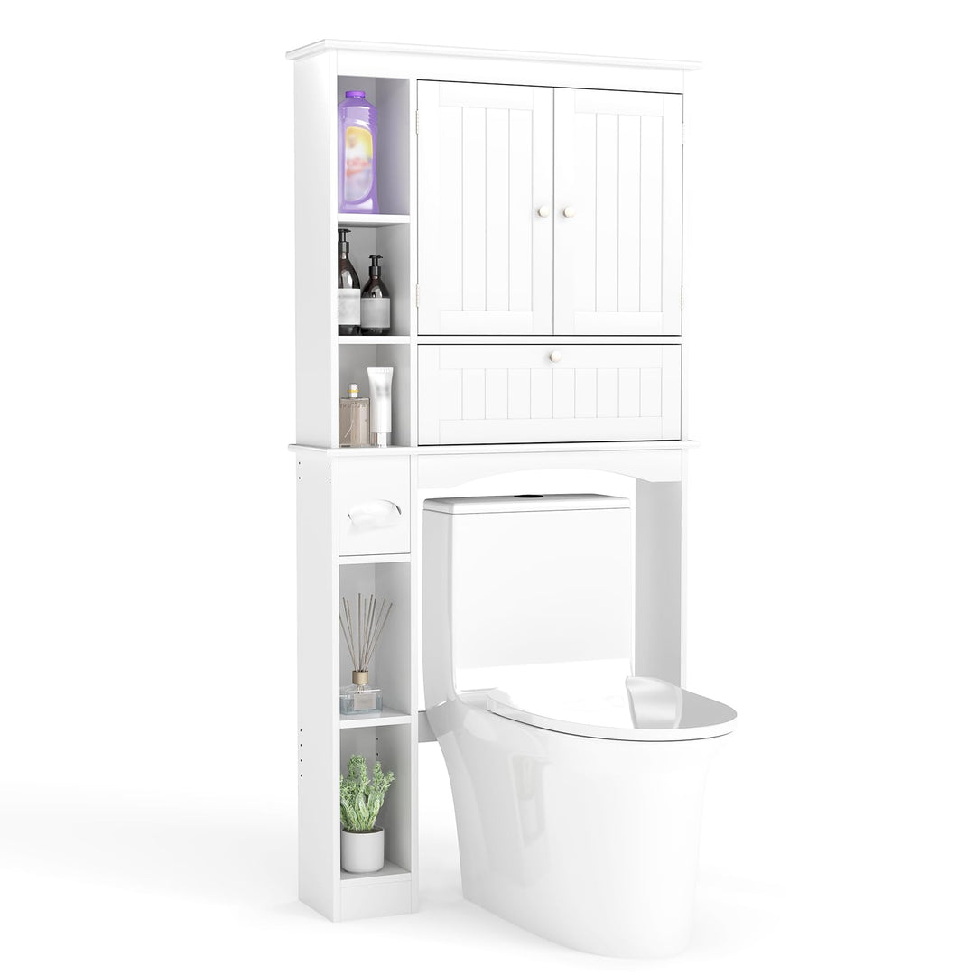 Giantex White Over The Toilet Storage Cabinet Freestanding Bathroom Organizer