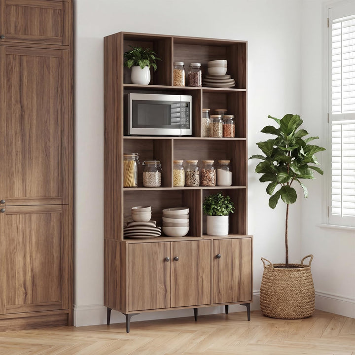 Giantex 68.5" Tall Bookcases and Bookshelves with 2 Doors for Home Office