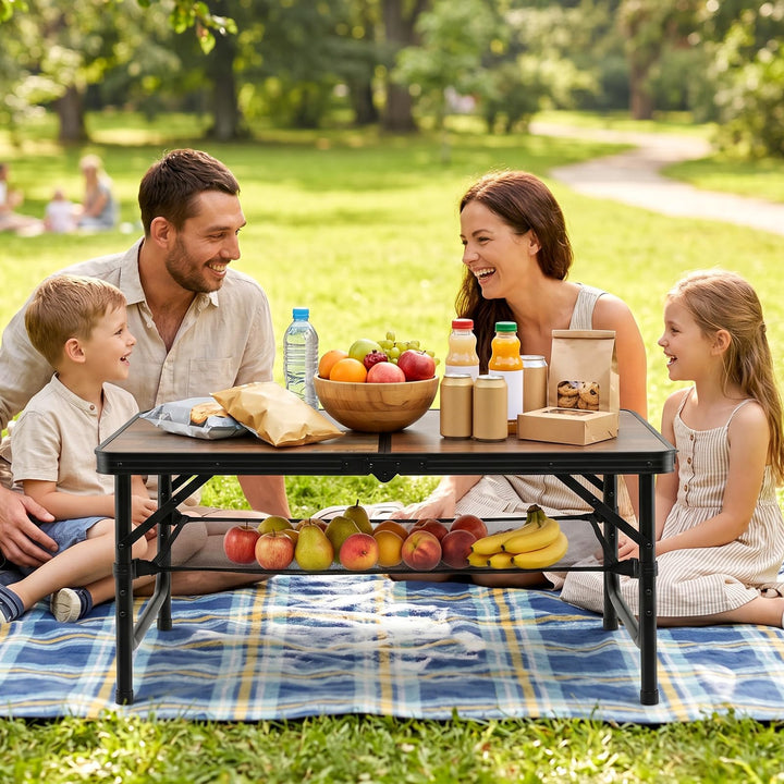 Giantex 3 FT Folding Camping Table Max 28" | Portable Aluminum Picnic Table with Adjustable Heights