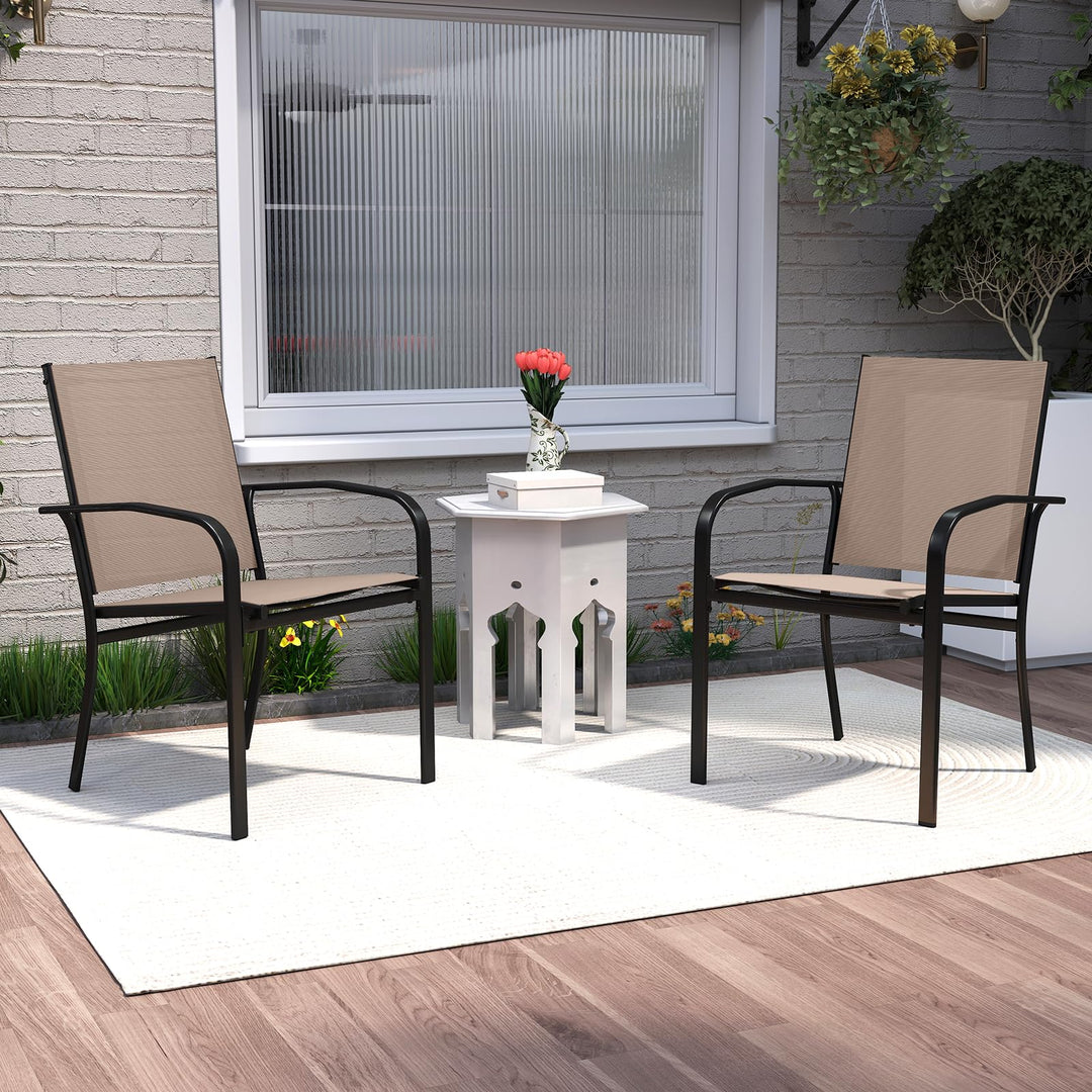Giantex Stackable Patio Chairs with Breathable Backrest & Wide Seat