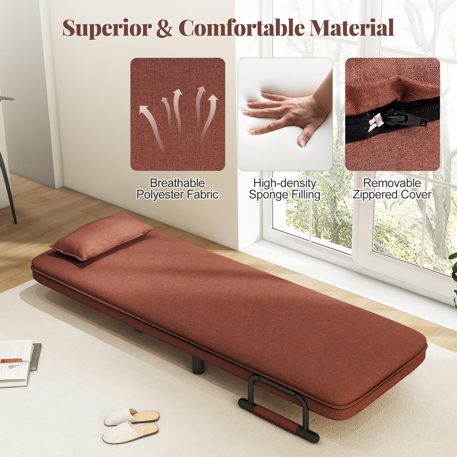 Giantex Convertible Sofa Bed, 3-in-1 Folding Sleeper Chair with 5-Position Adjustable Backrest