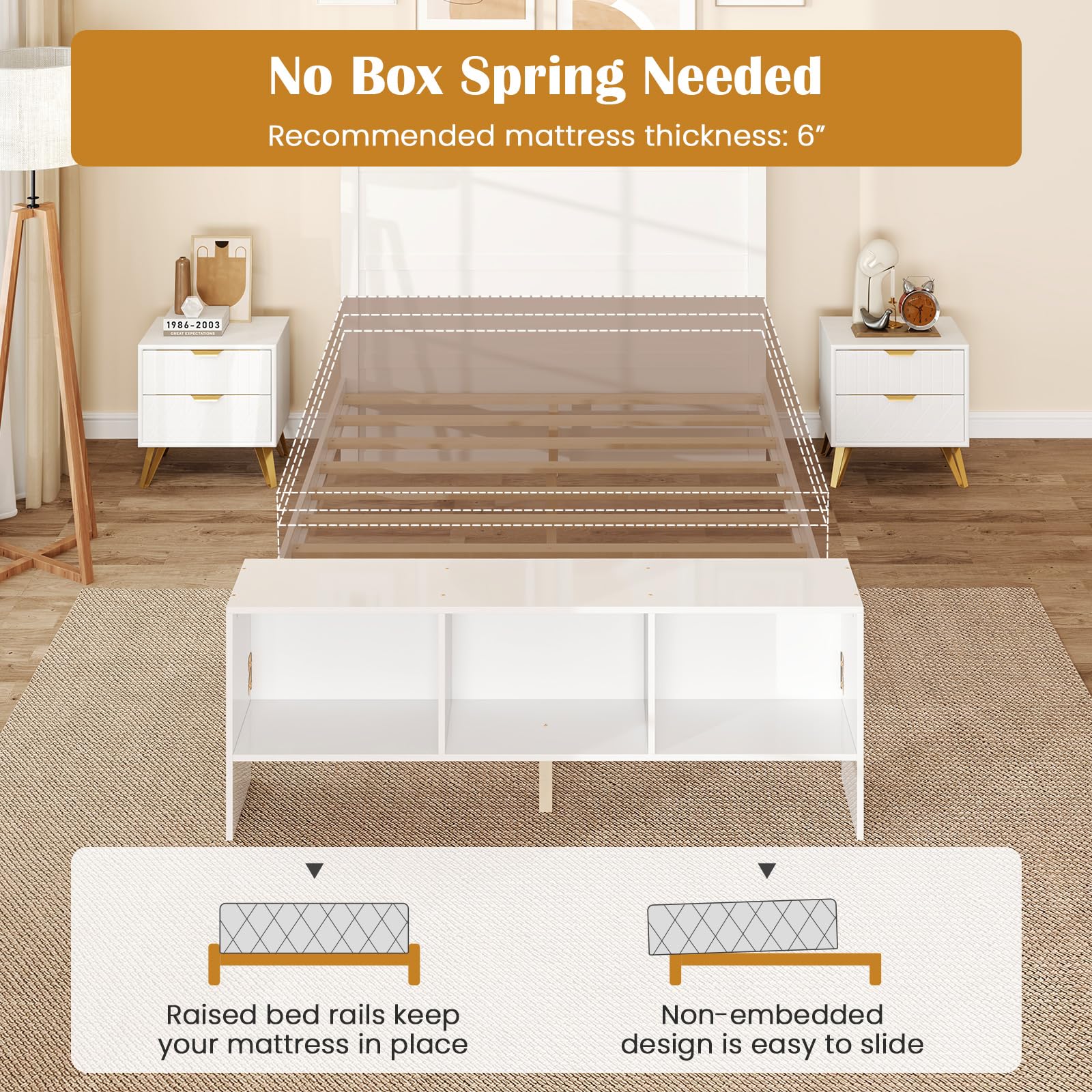Giantex Bed Frame with Storage Headboard & Footboard
